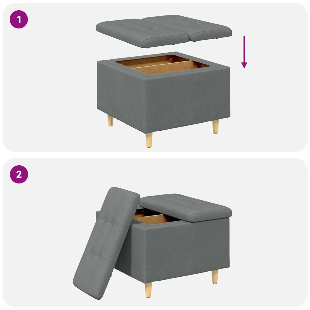 Pouf contenitore Grigio scuro 60 x 60 x 45 cm Tessuto 876819