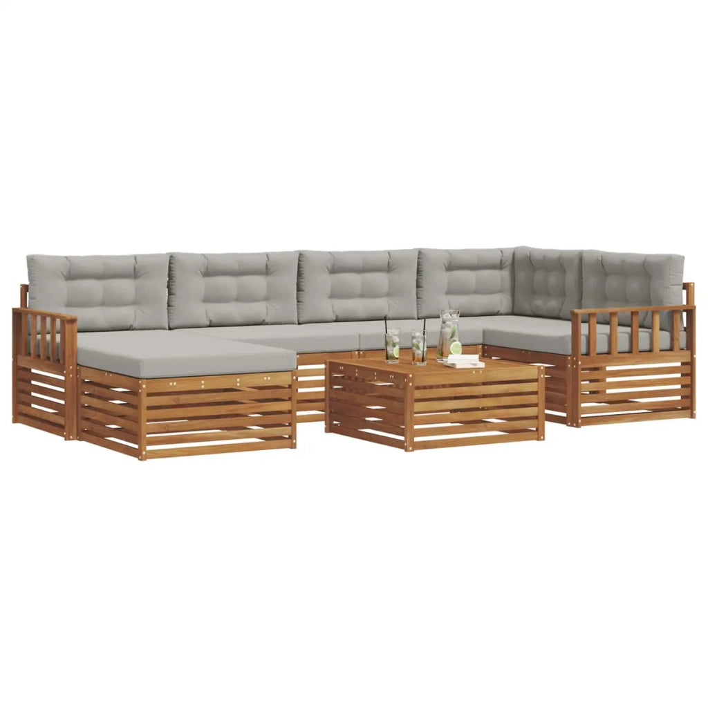Set di divani da esterno 7 pcs Grigio Naturale e Chiaro