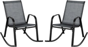 Sedie a Dondolo da Giardino 2 Pezzi, Dondoli da Esterno Ergonomici in Textilene Traspirante e Movimento Dolce, Sedie Dondolo da Balcone Terrazzo Giardino, Portata 150 kg (Nero)