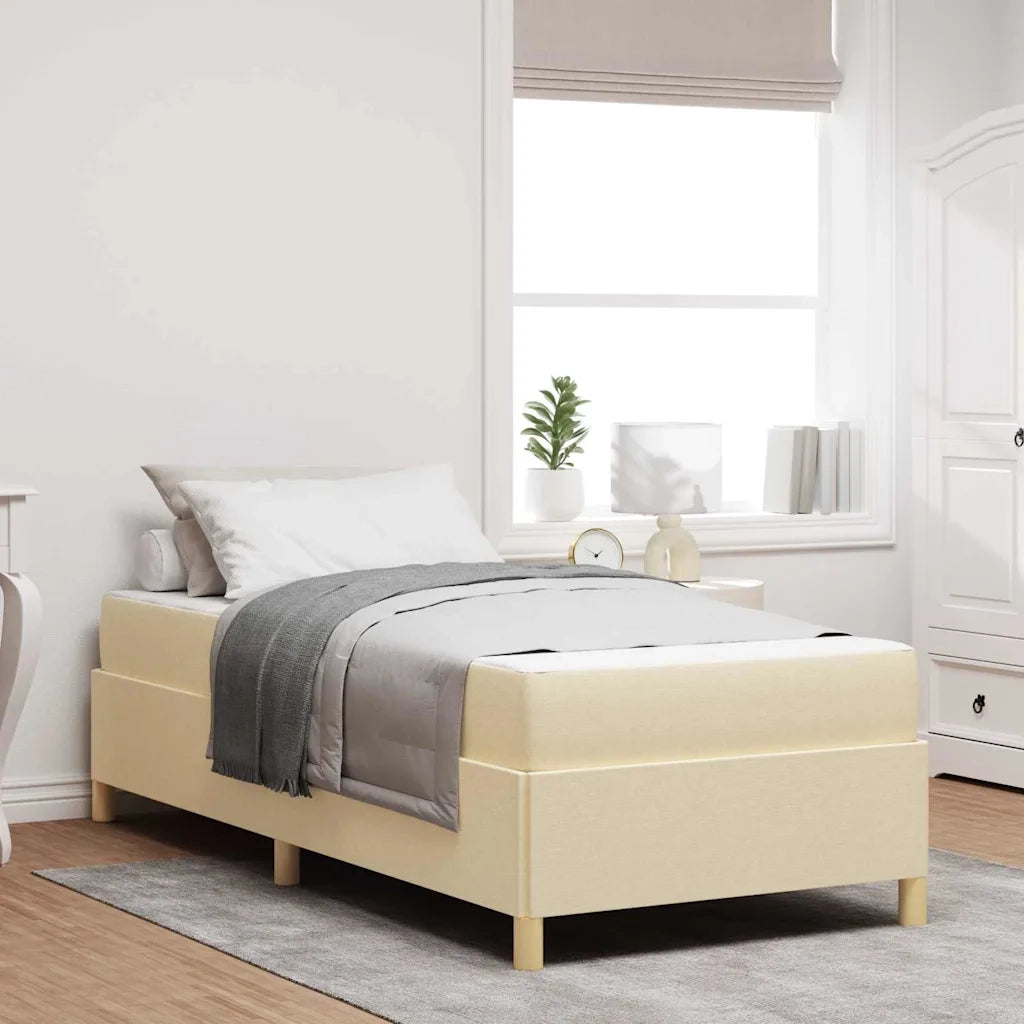 Struttura del letto con materasso Crema 90 x 200 cm Tessuto