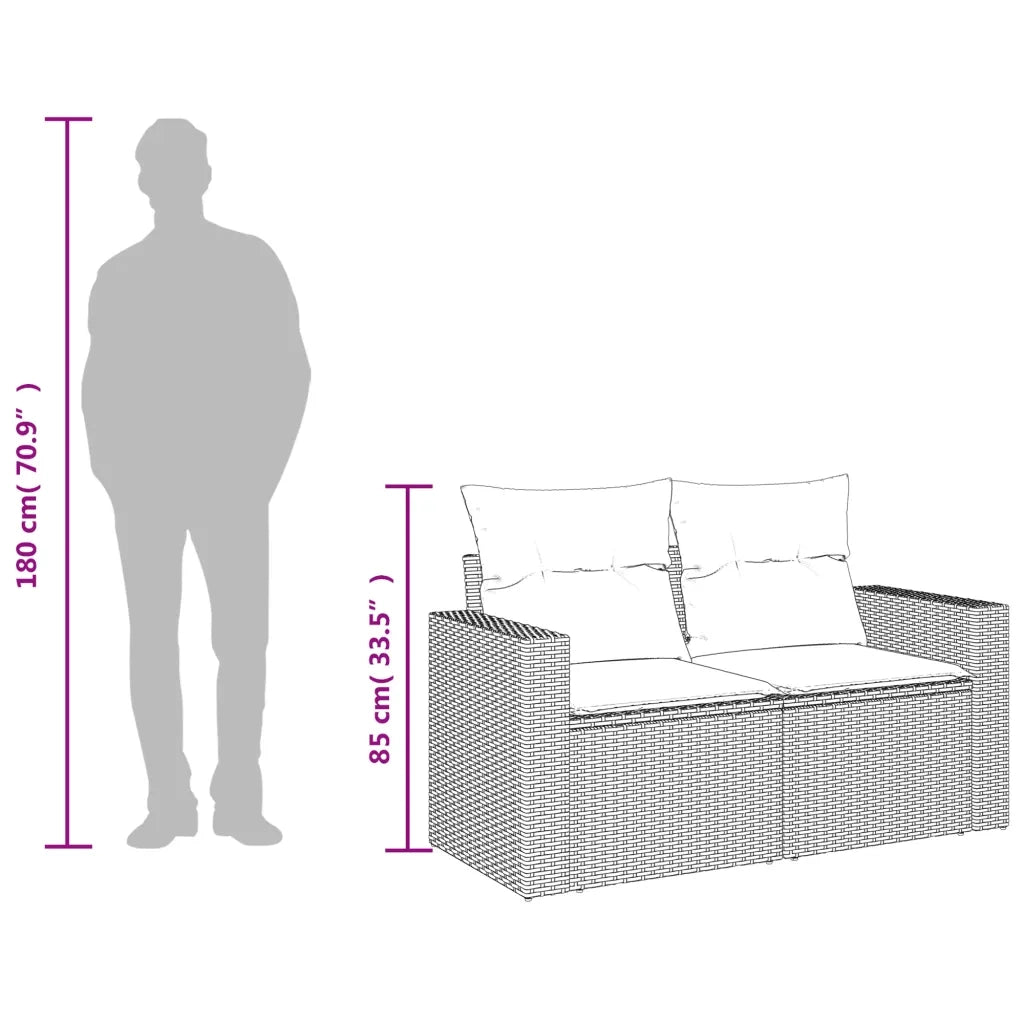 Divano da Giardino con Cuscini a 2 Posti Beige in Polyrattan
