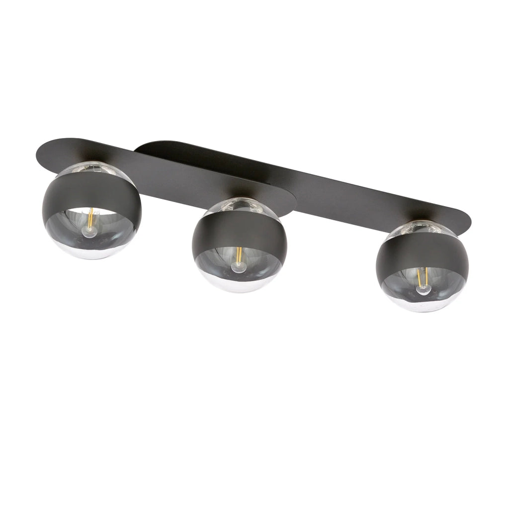 Plafoniera Minimal Teia Acciaio Nero 3 Luci E14 Ip20