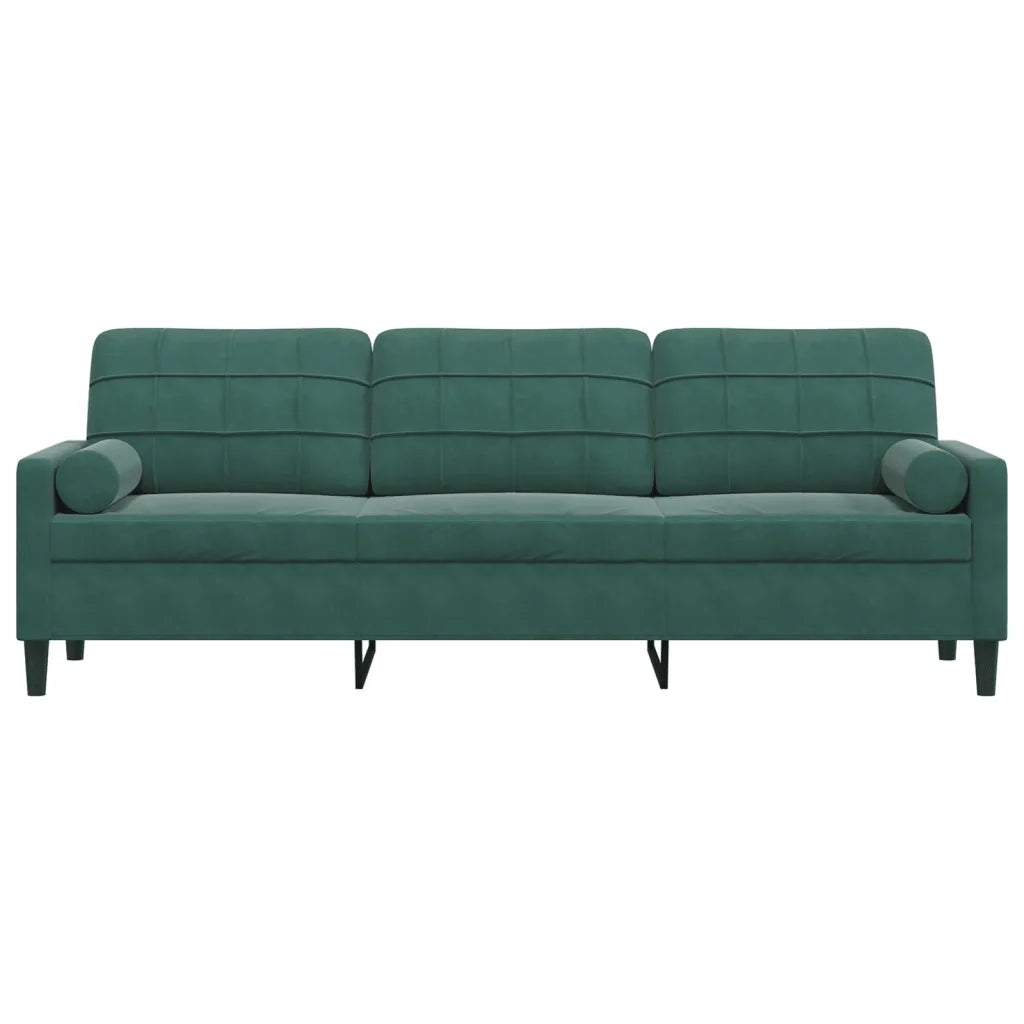 Divano a 3 Posti con Cuscini-Sofa 3 Posti con Cuscini Verde Scuro 210 cm in Velluto