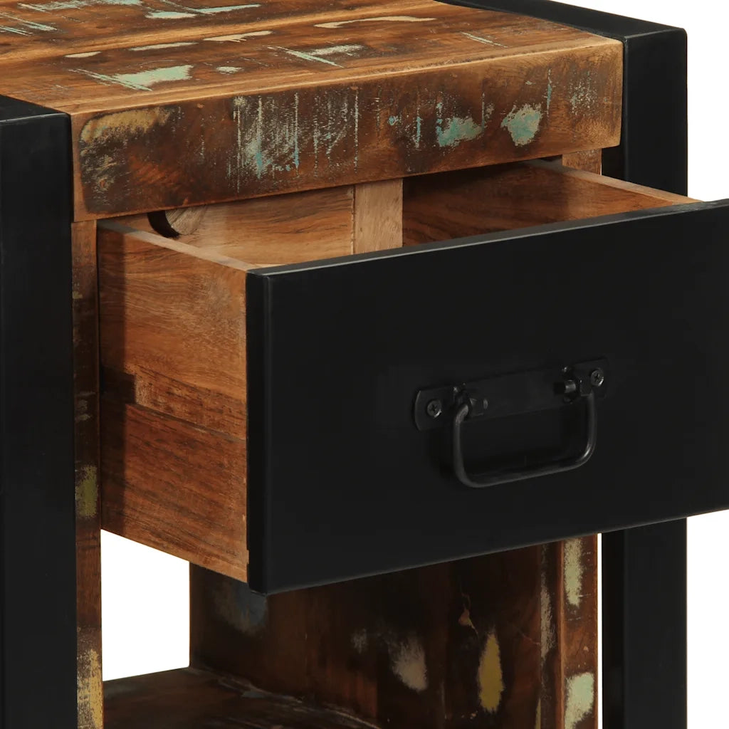 Set di 2 Comodini | Armadio da Notte | Mobiletto da notte Multicolore 40x35x40cm in Legno Massello Recupero
