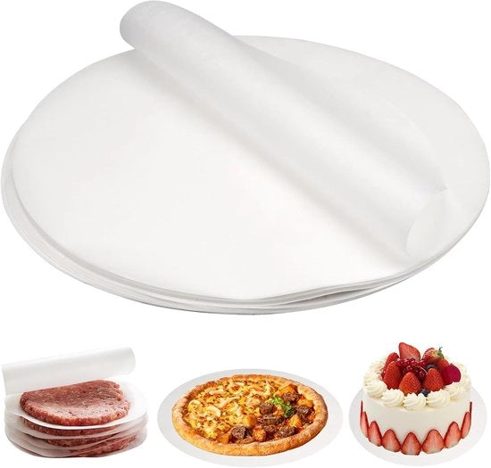 Papel da Cucina Cerchio 26 cm 150 pezzi con Rivestimento Antifriabilità per Fritto ad Aria, Hamburger, Griglia, BBQ, Pizza, Torta