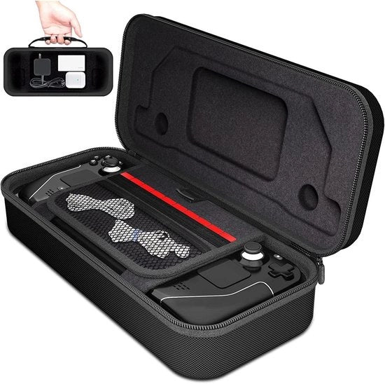 Tas di Protezione Hard Shell per Console Steam Deck con Stand per Slot di Memoria (Nero)