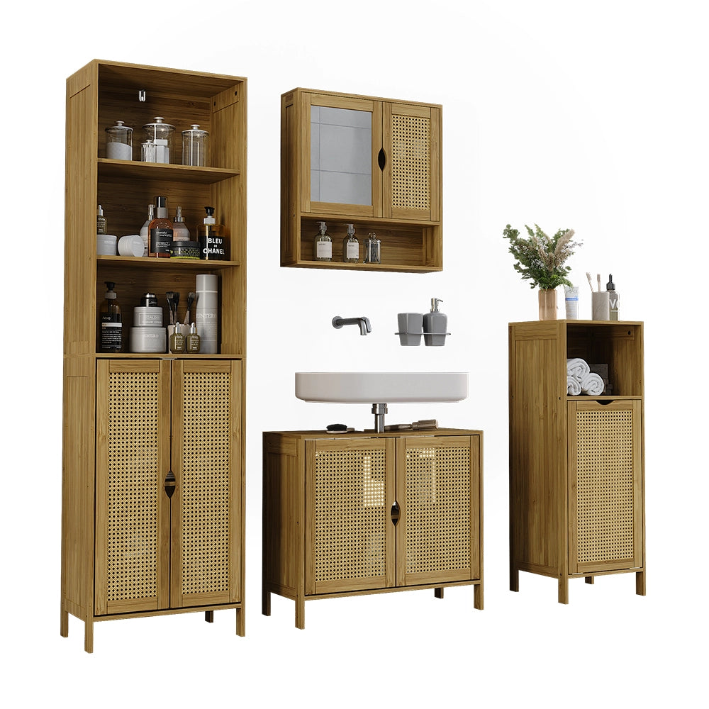 Vicco Set di mobili da bagno Bambù 4 parti