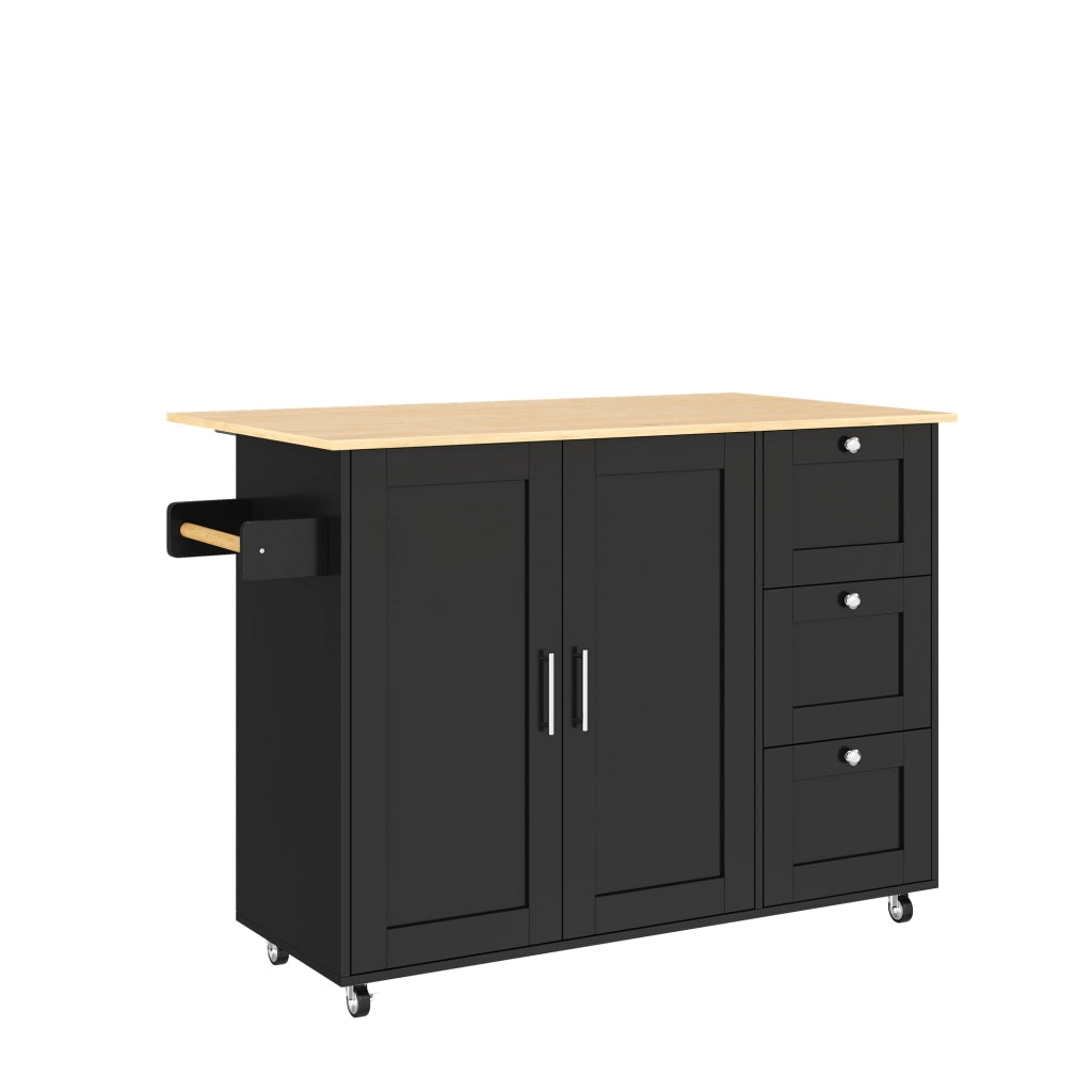 CARRELLO CUCINA Pieghevole 135x44(70)x90 cm MDF Nero e Naturale