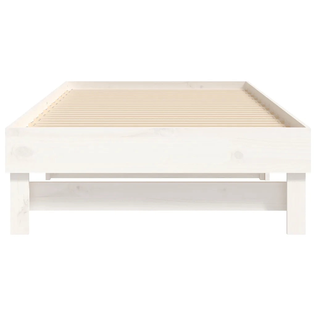 Letto da camera | Dormeuse Estraibile Bianca 2x(80x200) cm Legno Massello di Pino