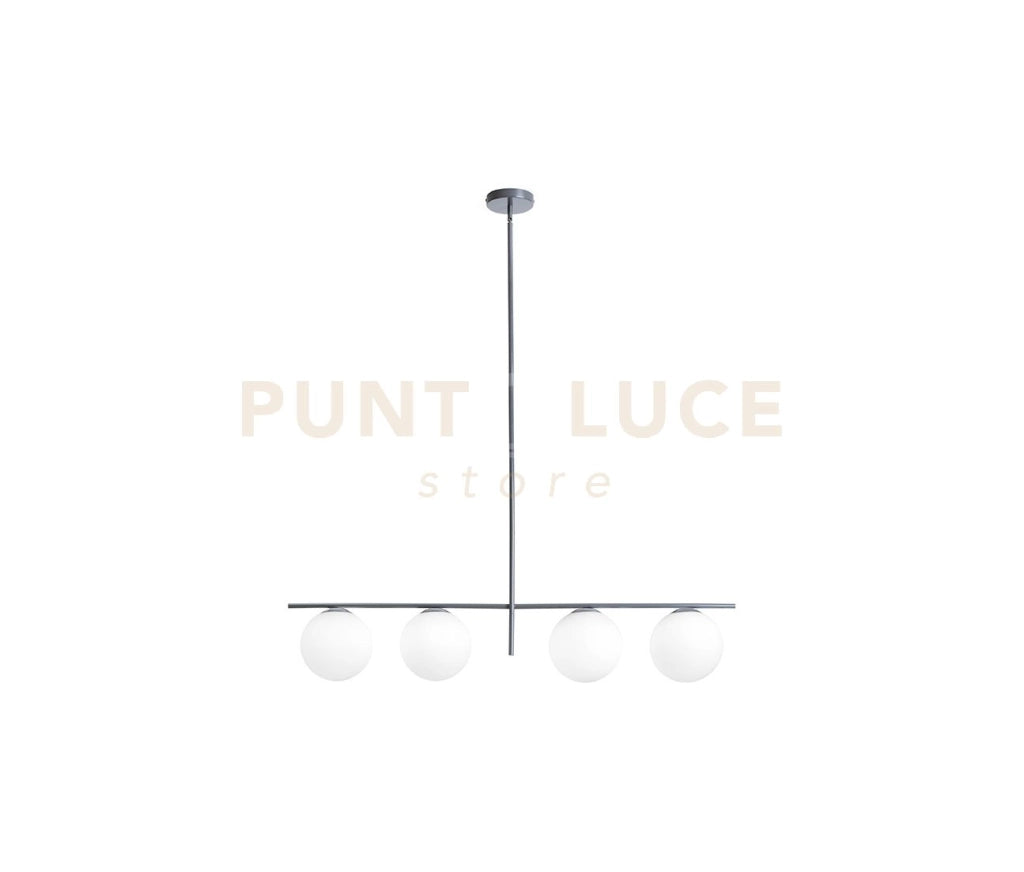 JUGEN LAMPADARIO SOFFITTO 4 LUCI VETRO BIANCO MONTATURA OTTANIO ATTACCO E27 D.20CM