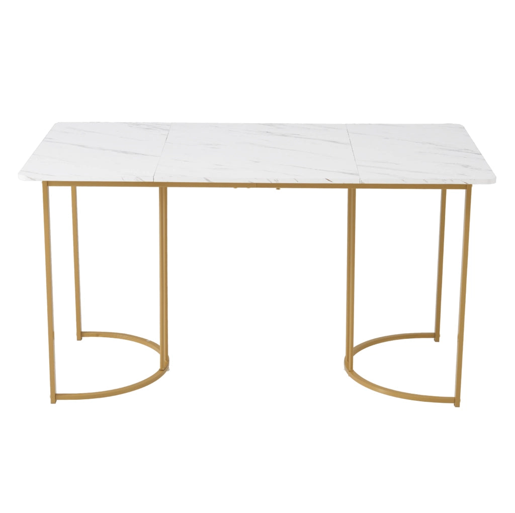 Set da pranzo 140x80x75 cm con tavolo effetto marmo; velluto beige