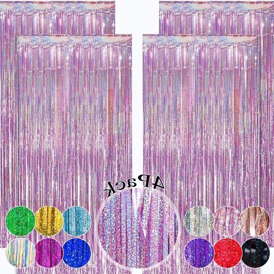 Decorazioni per Parti di Festa - Tulle con Glitter Rosa - 4 Pacchi da 25m ciascuno
