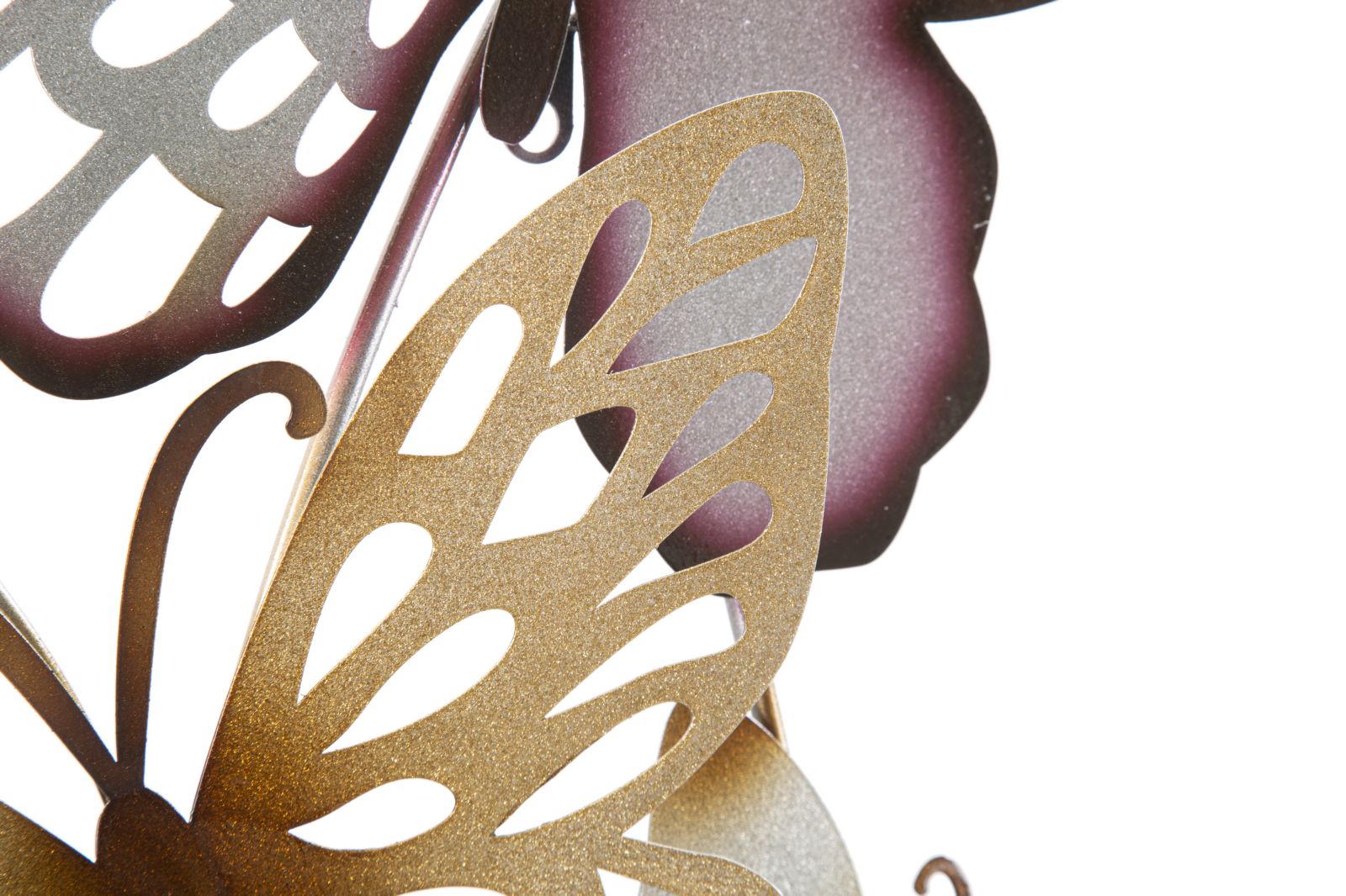 Pannello da Muro Farfalle Oro e Bordeaux C 59,5x4x111,5 cm in Ferro