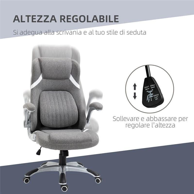 SEDIA DA UFFICIO RECLINABILE IN TESSUTO CON ALTEZZA REGOLABILE, 68X76X109-117 CM