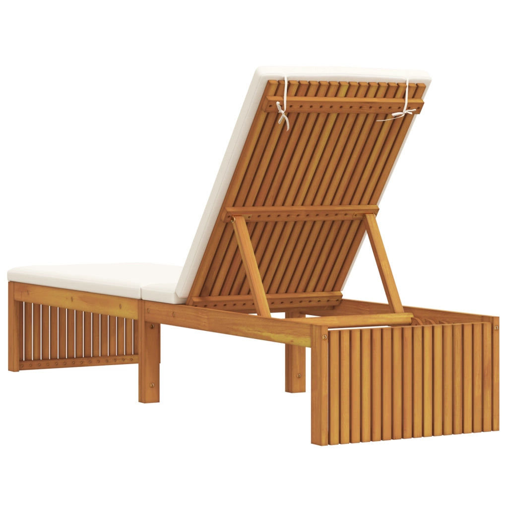 Lettino prendisole con cuscino 200x55x30 cm in legno massello di acacia