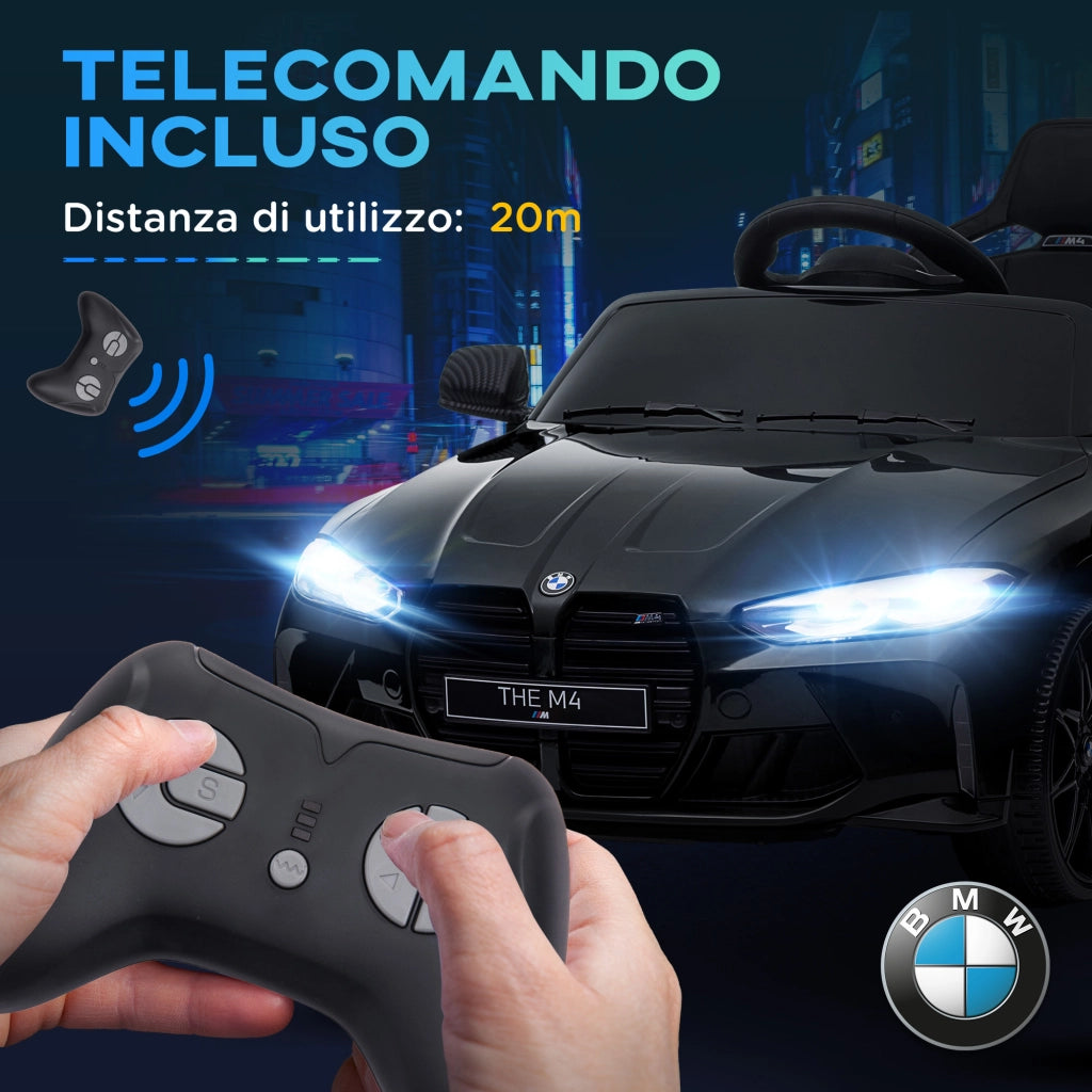 Auto Elettrica BMW M4 Bambini ¨C Xylo ¨C Con Telecomando, Clacson, Fari, 108x69.5x51 cm, Nera