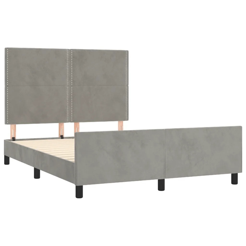 Giroletto con Testiera Grigio Chiaro 140x200 cm in Velluto cod mxl 58703