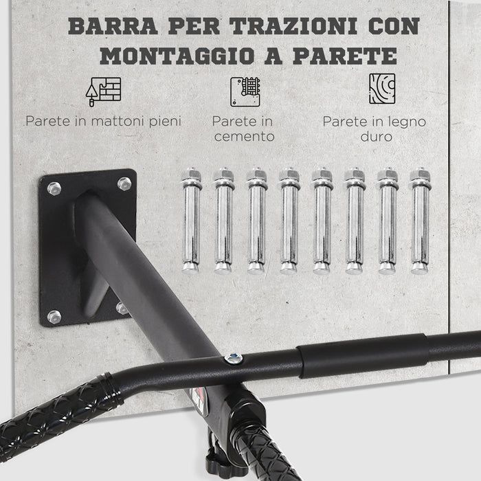 Barra per Trazioni a Muro 2 in 1 con 3 Impugnature Diverse 93,5x65x17 cm in Acciaio Nero