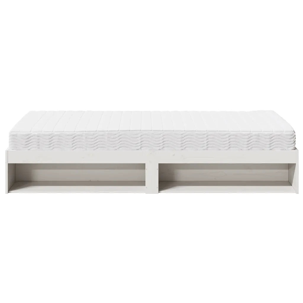 Dormeuse con Materasso-Divano Letto Bianca 90x200 cm Legno Massello Pino 254623