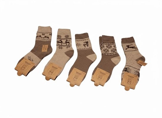 Calze di lana di alpaca (Taglia 36-41) - Donna - 3 Paia - Spessi - Mix Casuale - Calze invernali - Calze calde - Calze spesse - Alpaca americano - Donna