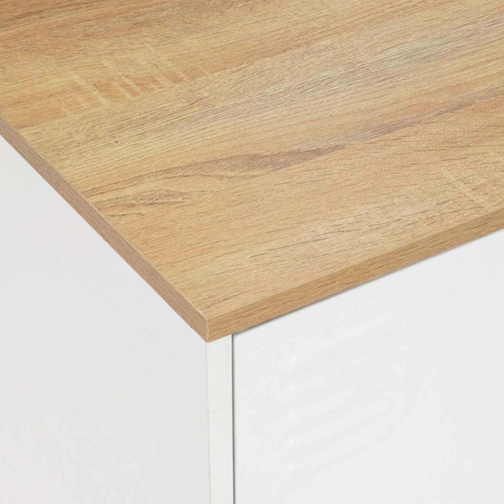 Credenza bassa ESTER 113 cm con 3 ante in metallo bianco e piano in legno dal design industriale