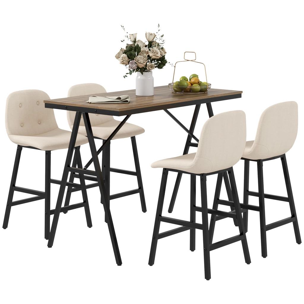 Set da pranzo 5 pezzi ¨C zephmum ¨C tavolo rettangolare e 4 sedie imbottite, tessuto beige
