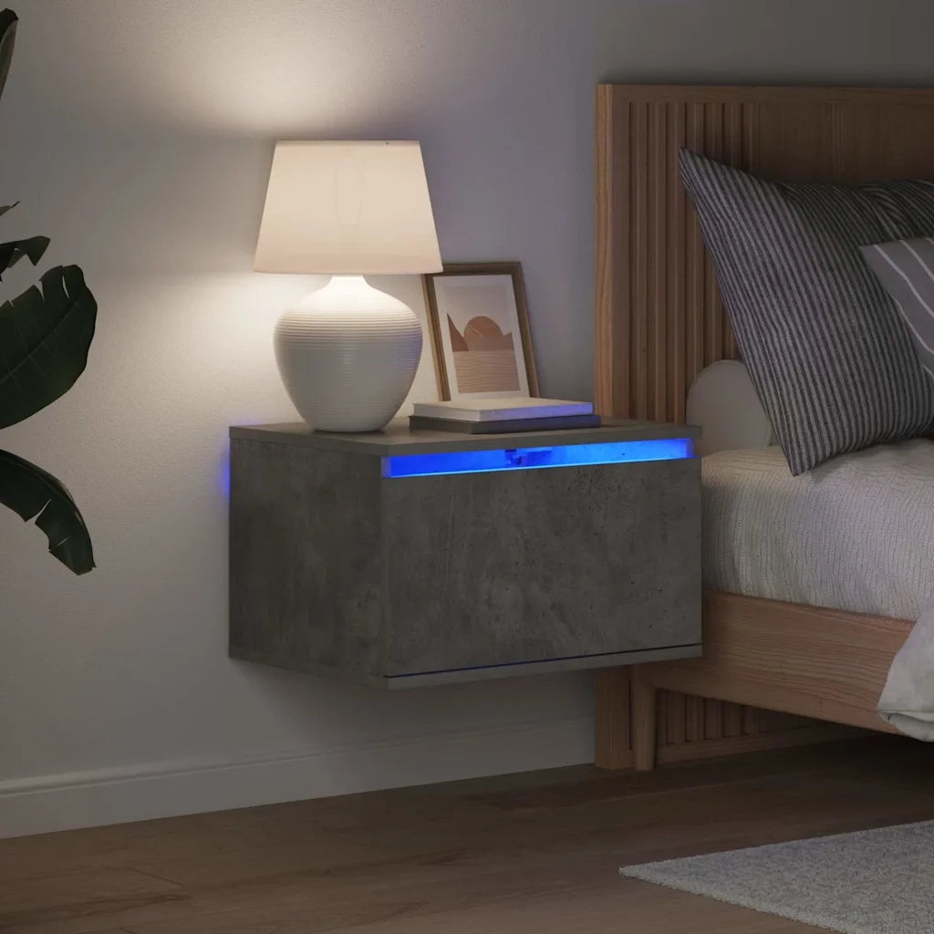 Comodino a Parete con Luci LED Grigio Cementocod mxl 85002