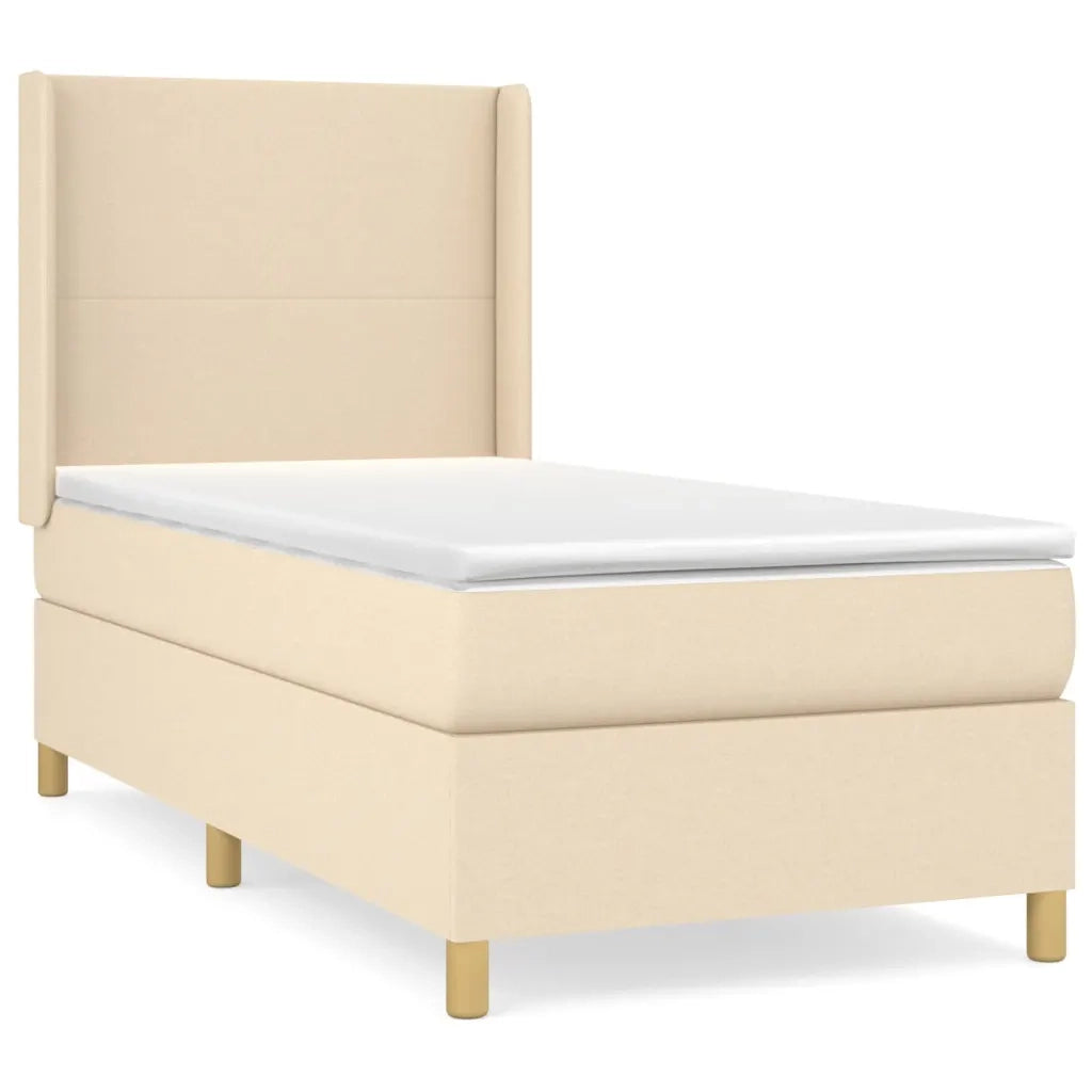 Giroletto a Molle con Materasso Crema 90x190 cm in Tessuto 3131798