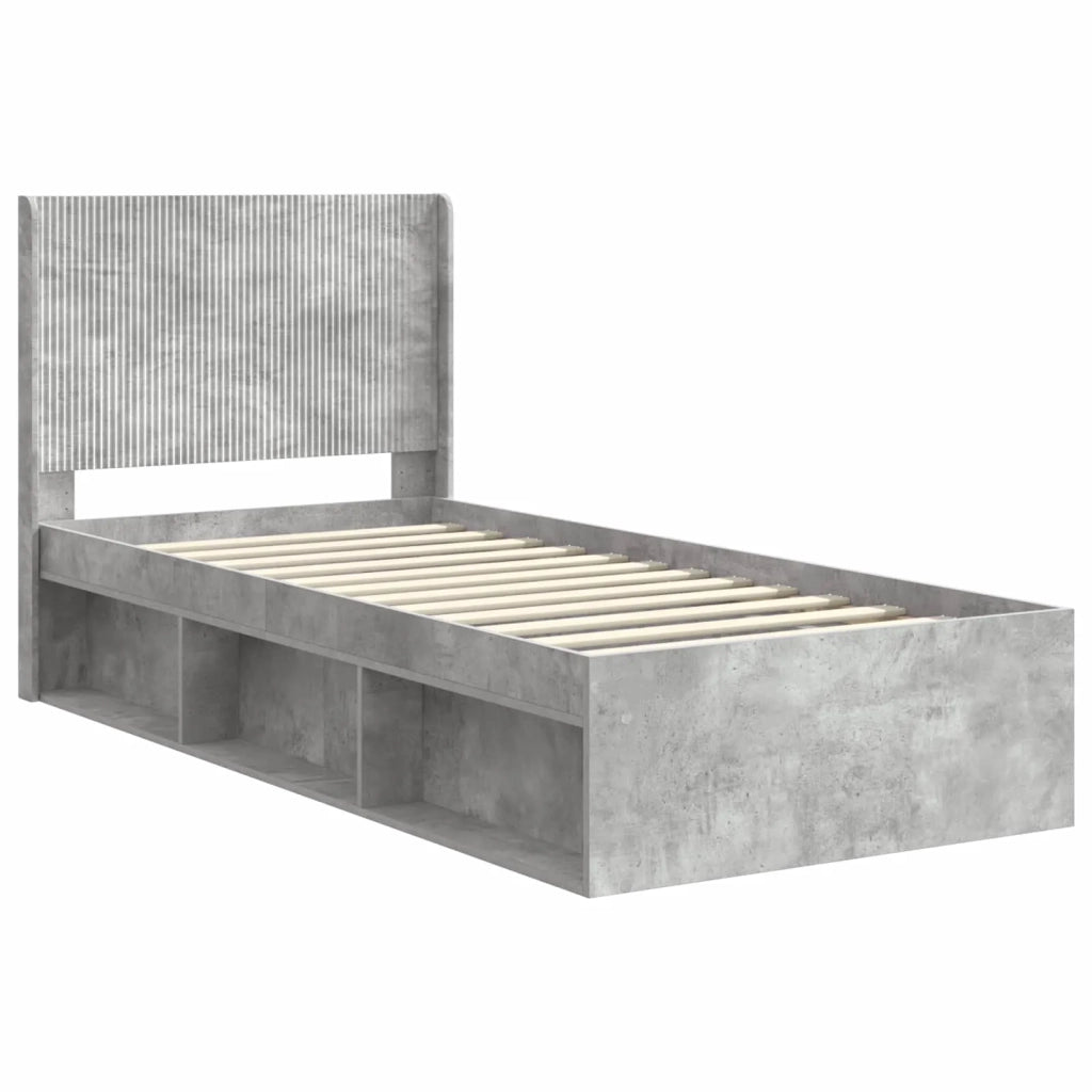 Struttura del letto con stoccaggio e testata-Giroletto con contenitore Grigio Cemento 963556