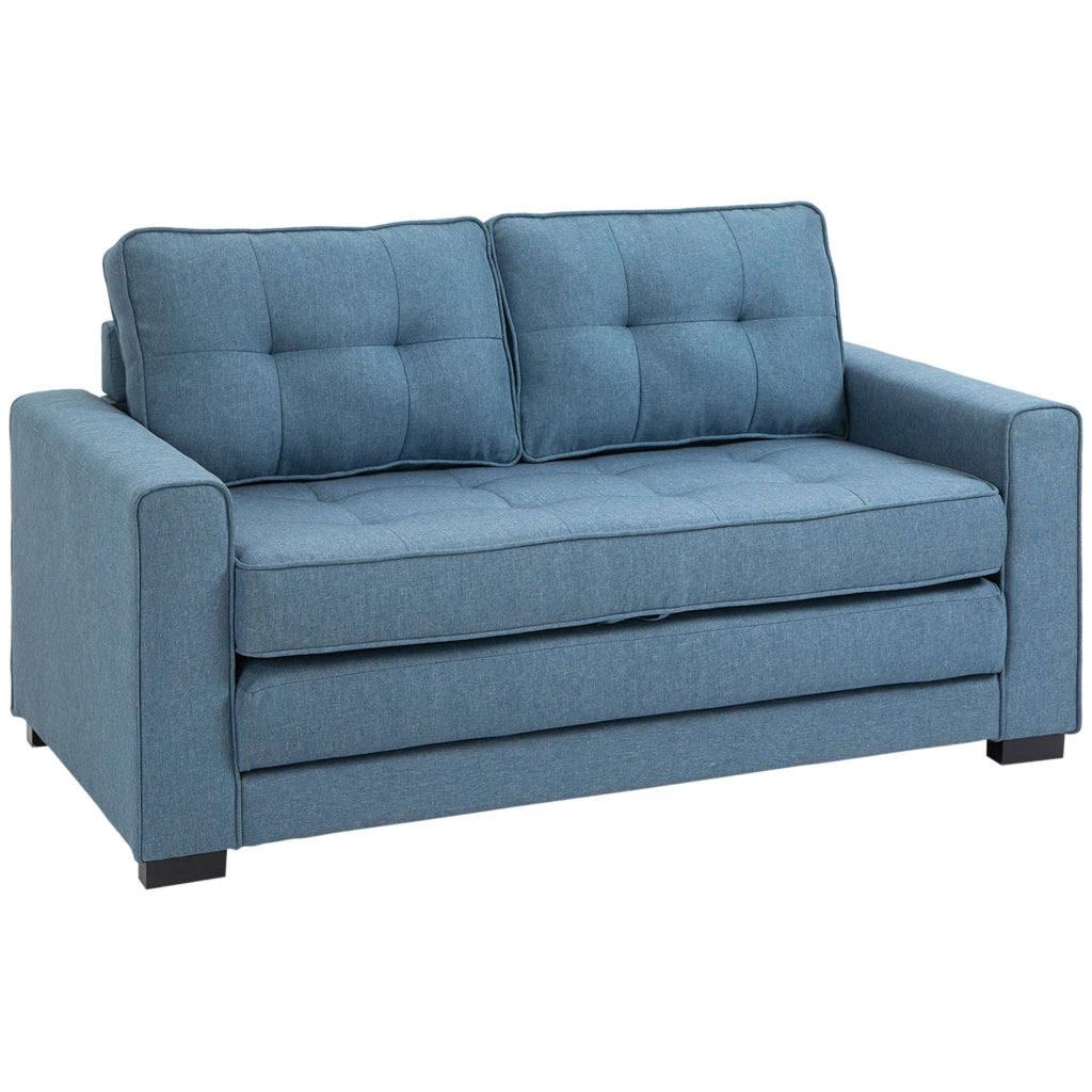 Divano letto 2 posti tessuto blu ¨C Xylo ¨C Dossier capitonn¨¦ 147,5x75x85 cm