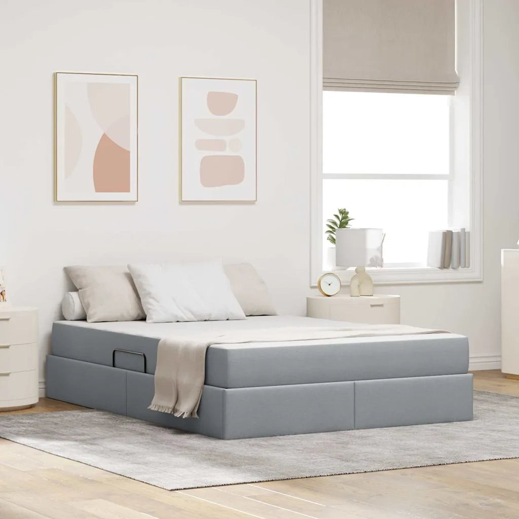 Letto con contenitore e materasso Grigio chiaro 140 x 200 cm 3399664