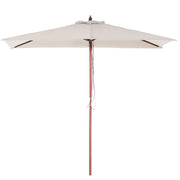 Ombrellone da giardino in tessuto beige legno di betulla 244 cm resistente agli agenti atmosferici