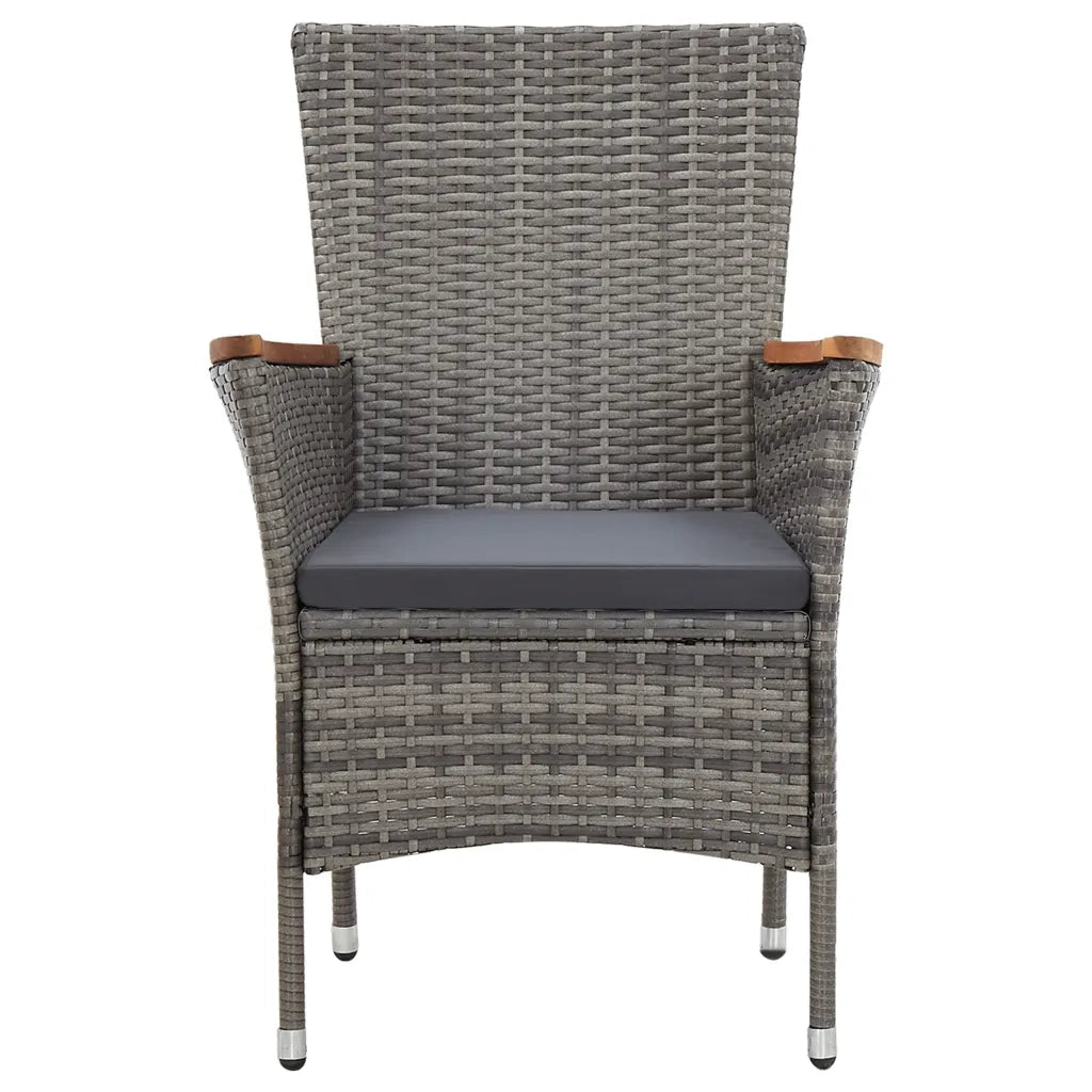 Set da Pranzo da Giardino 7 pz con Cuscini in Polyrattan Grigio 46084