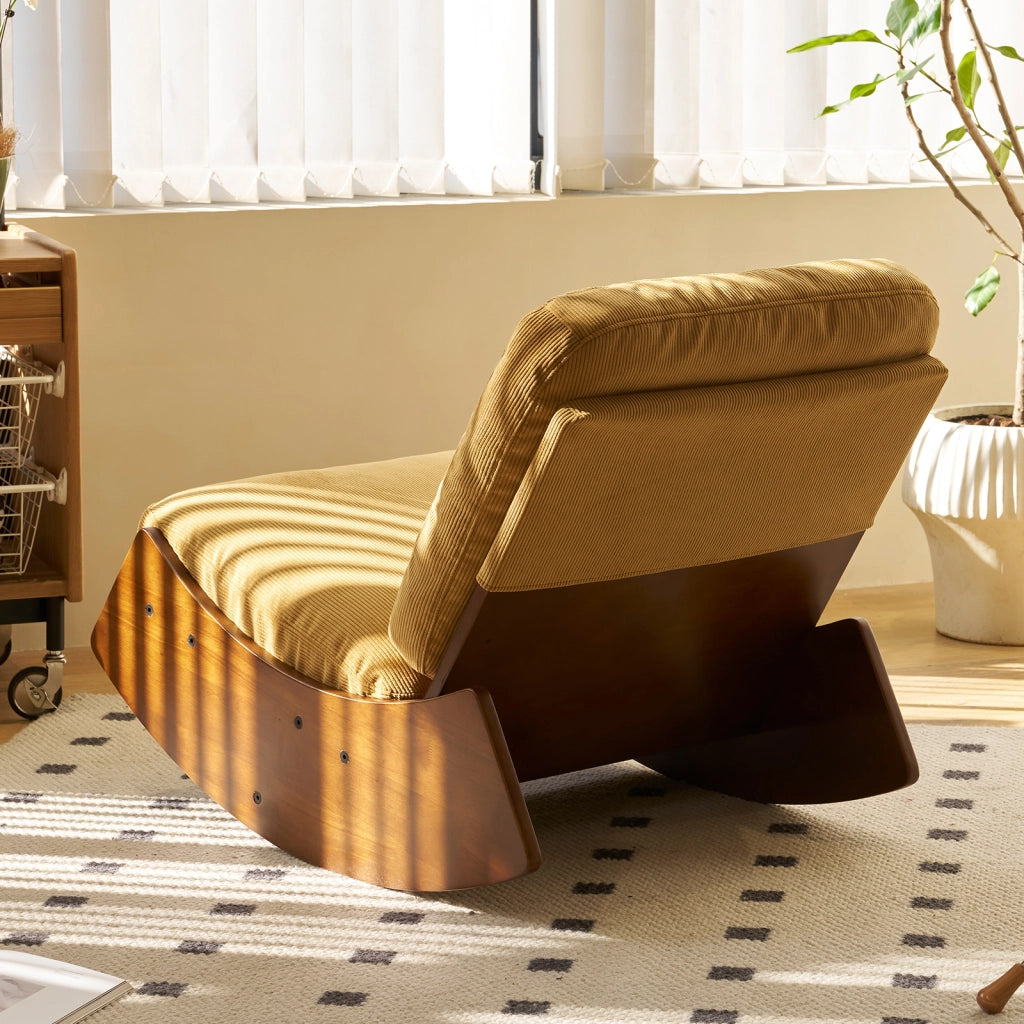 Poltrona a Dondolo Imbottita ¨C MINIMAL ¨C Tessuto, Struttura in Legno