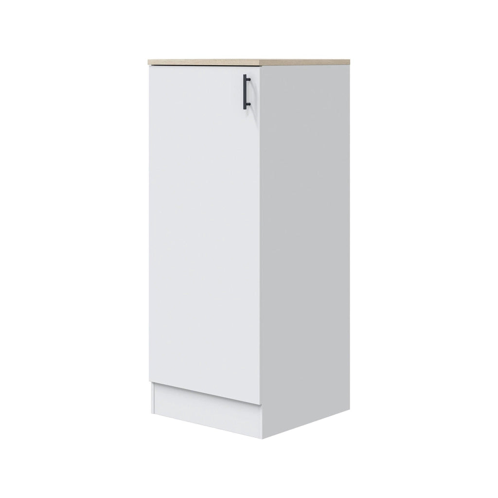 Mobile alto 1 anta Aveny, Colonna cucina, Modulo dispensa verticale, Mobile verticale compatto, 60x60 h148 cm, Bianco e Rovere