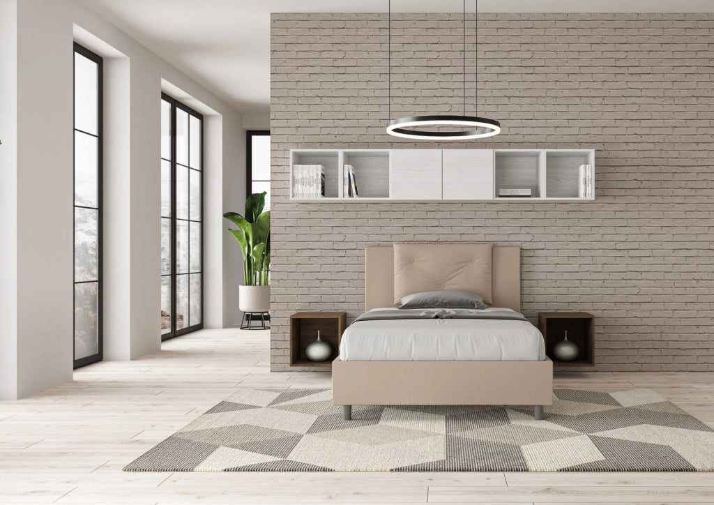 Letto 1 Piazza e Mezzo 120x200 cm con Rete e Contenitore Appia Tortora