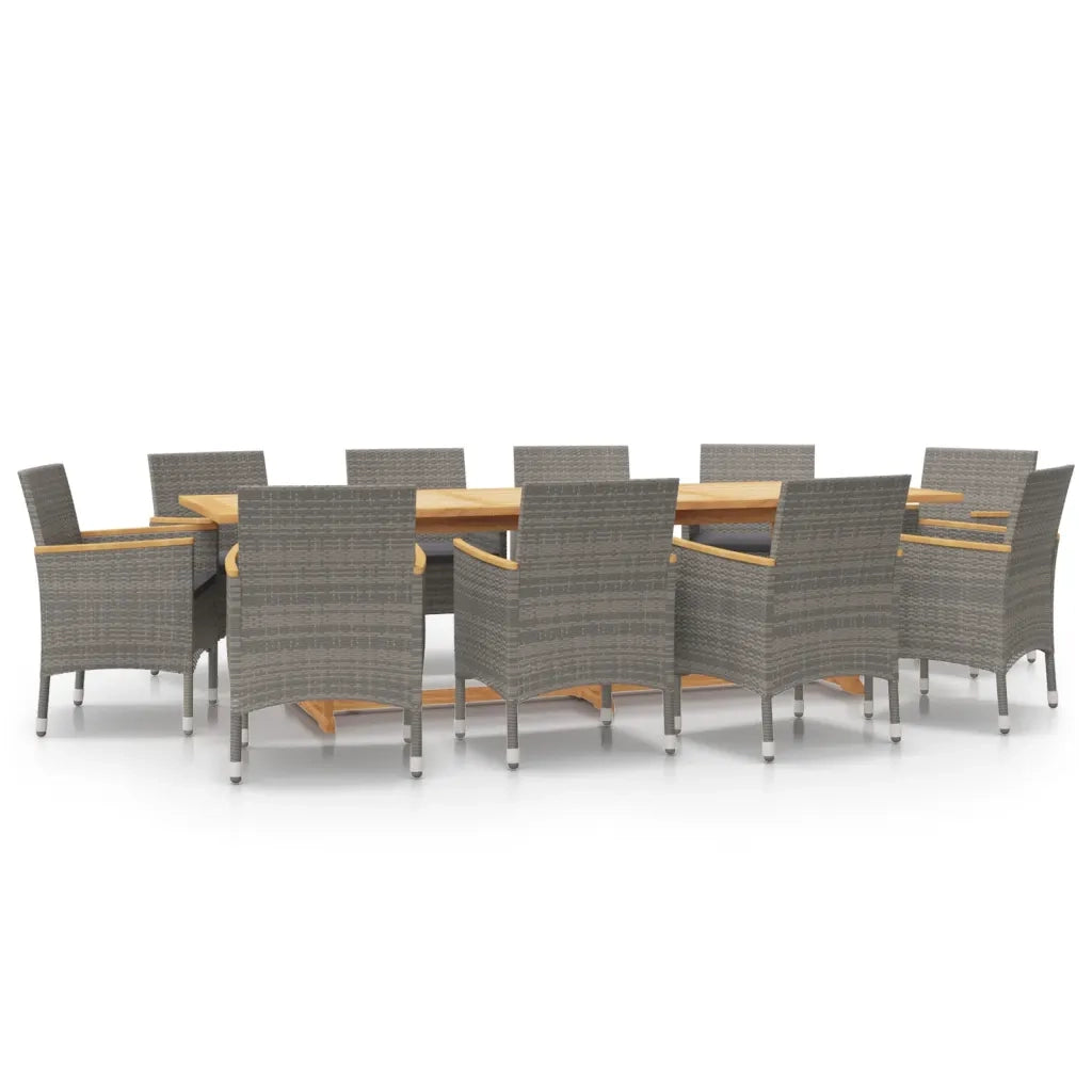 Set da Pranzo per Giardino 11 pz con Cuscini Grigio 3103593