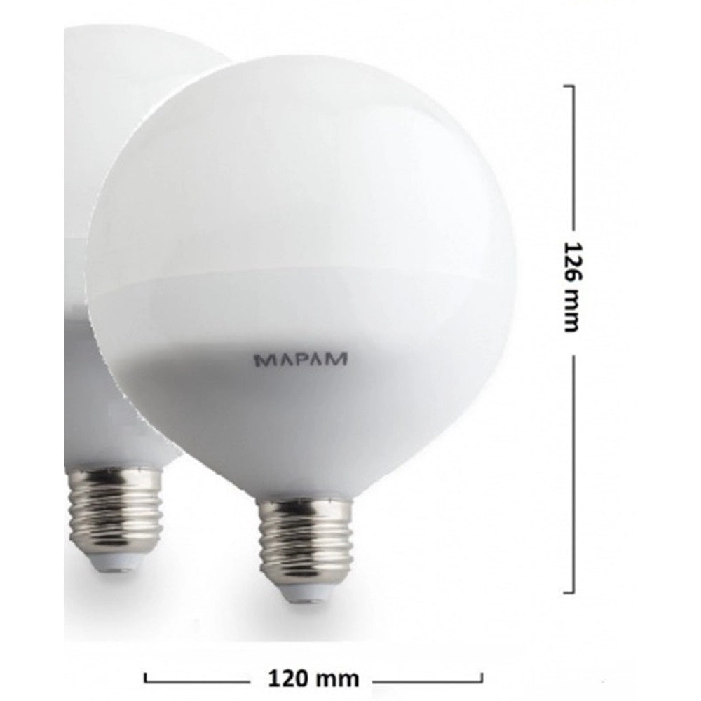 Trade Shop - Lampadina Led E27 Globo G120 16w Attacco Grande Luce Fredda 6500k Palla Sfera 00203 -