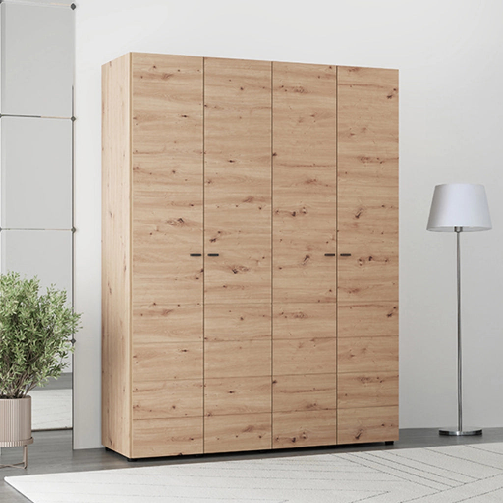 Armadio Camera da Letto Soris, Guardaroba Grande Appendiabiti, 155x208h cm Marrone Rovere Nodi