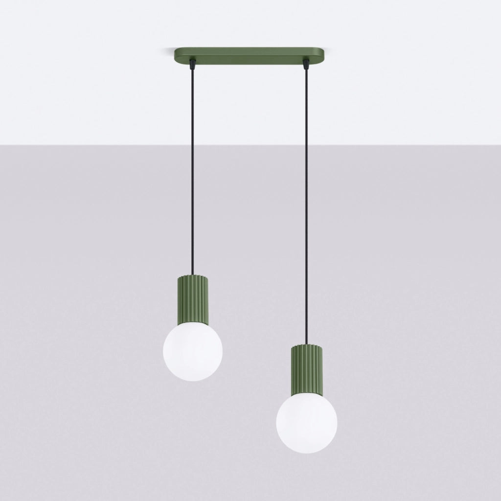 Lampada a sospensione HALO 2L verde oliva