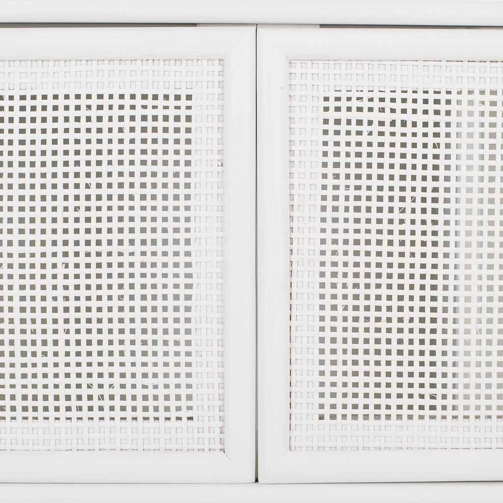 Scaffale da parete in legno bianco e griglia 81x17,5x26h
