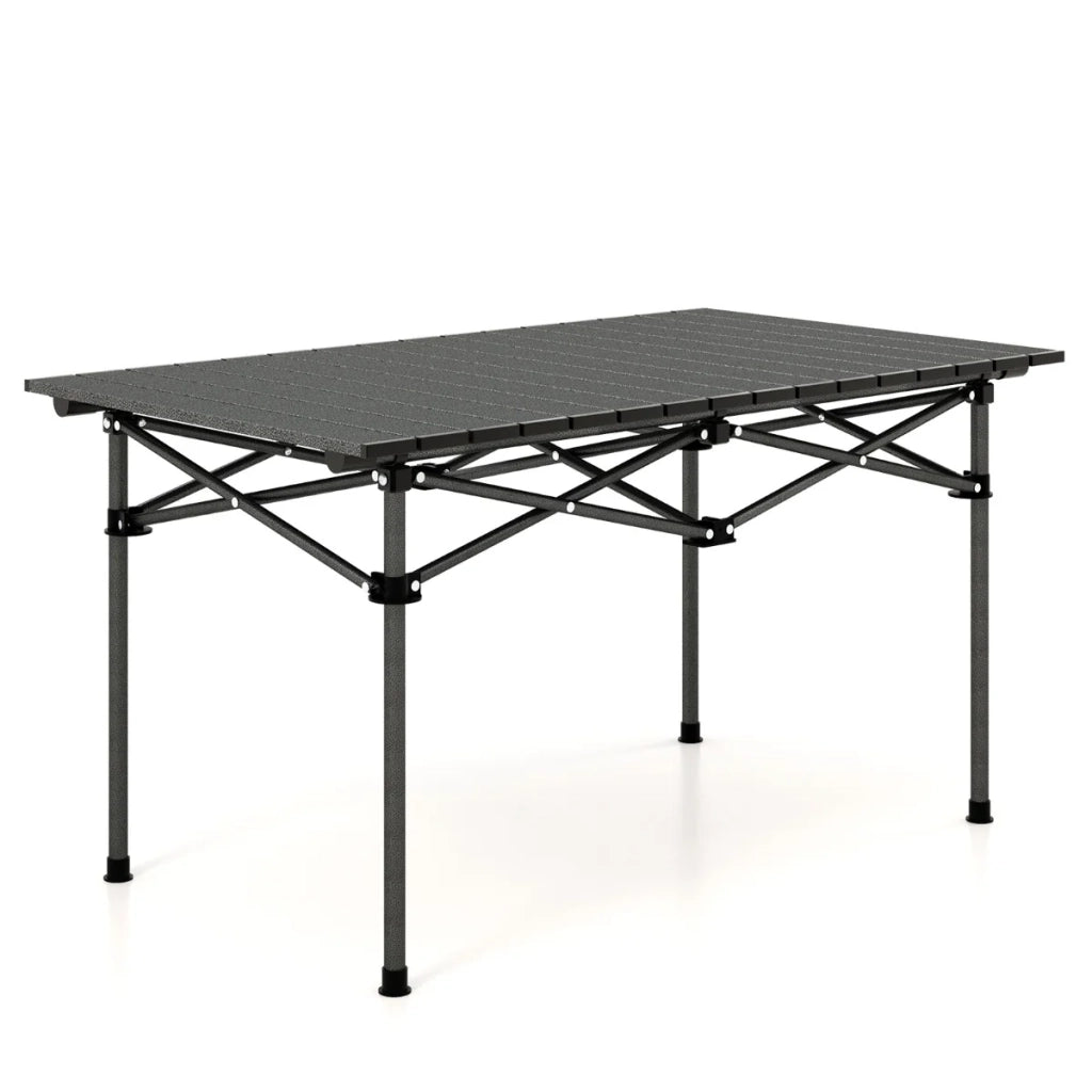 Tavolo da campeggio pieghevole 95 x 55 x 50 cm per 4-6 persone design leggero e robusto in alluminio nero 20_0019668