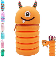 Etui 2-in-1 per bambini e penne, con chiusura telescopica, per bambini, ragazzi e ragazze, con materiale in silicone.