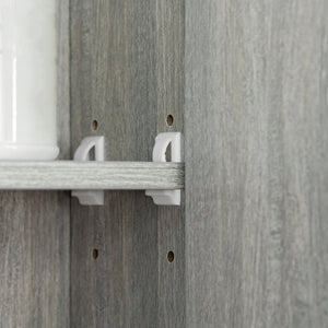 Armadietto a Specchio per Bagno con Ripiani Regolabili 3 Porte e Mensola 90x15x75 cm Grigio