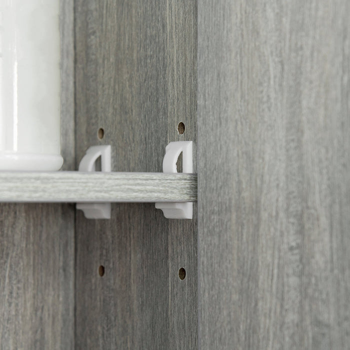 Armadietto a Specchio per Bagno con Ripiani Regolabili 3 Porte e Mensola 90x15x75 cm Grigio