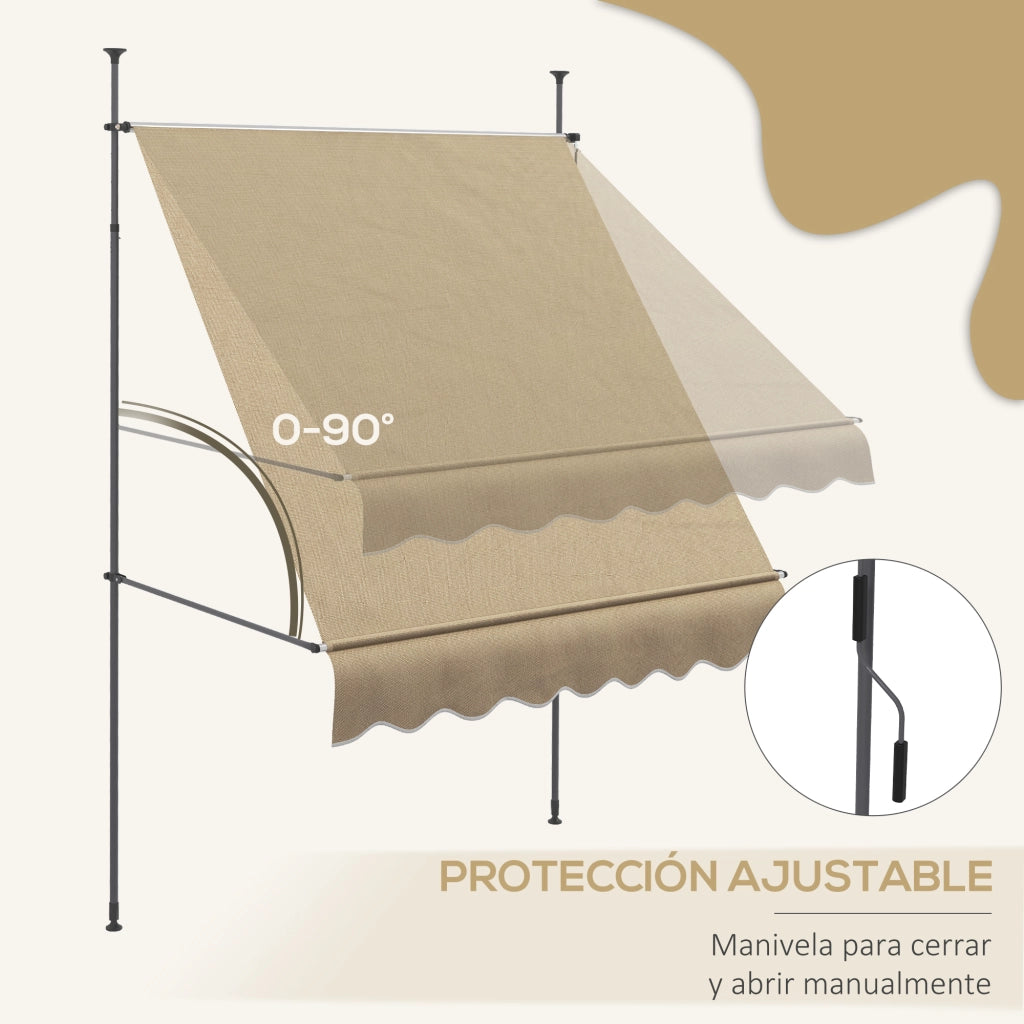 Toldo Retrattile Manuale con Manovella ¨C zephmum ¨C Beige 200x120 cm