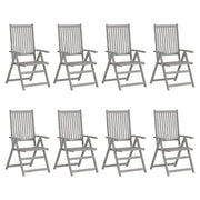 Sedie Giardino Reclinabili 8pz Cuscini Massello Acacia Grigio 3075141