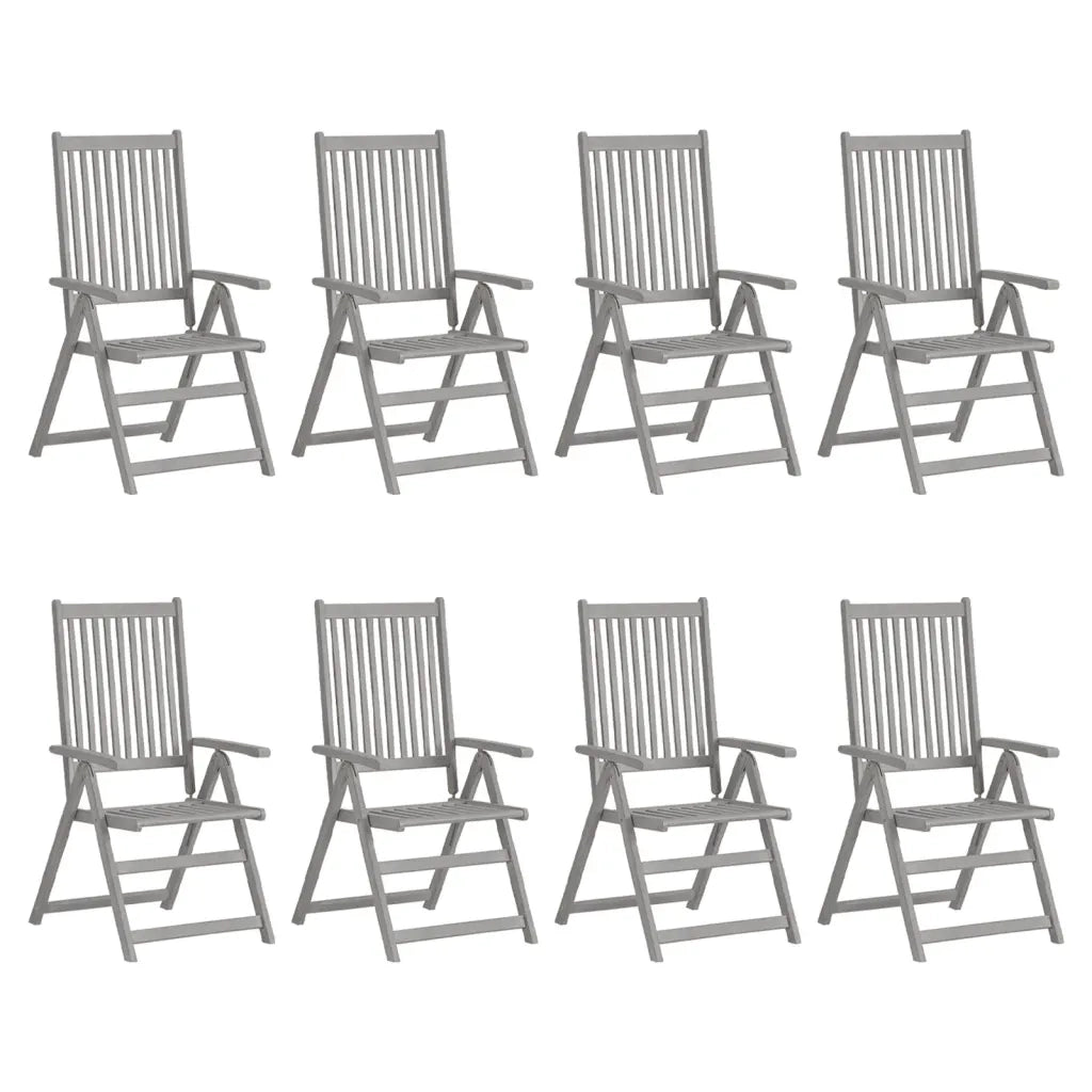 Sedie Giardino Reclinabili 8pz Cuscini Massello Acacia Grigio 3075141