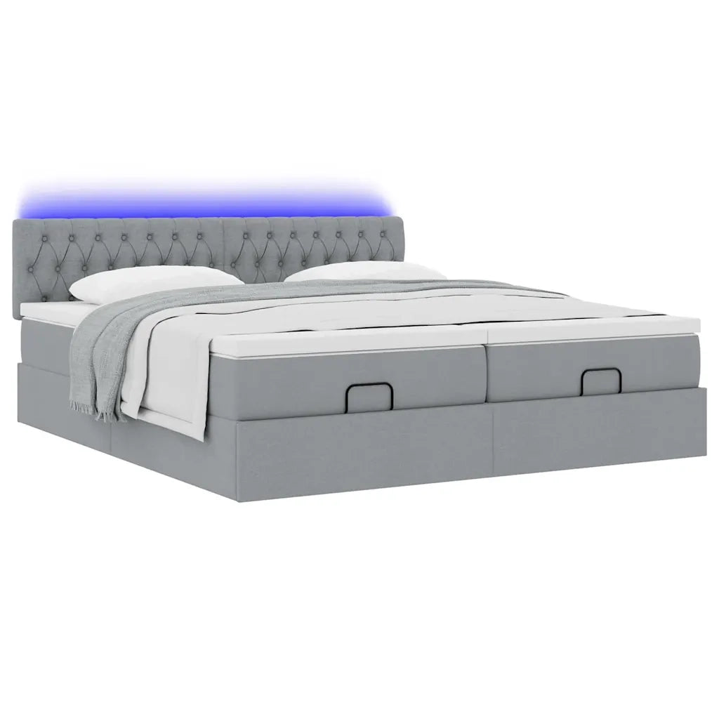 Struttura Letto Pouf con Materassi 200x200 cm in Tessuto