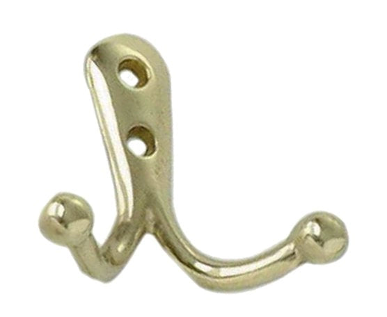 GANCETTO PER BAGNO E CUCINA DOPPIO 40x19x50 mm - Ottone lucido - 10 pezzi